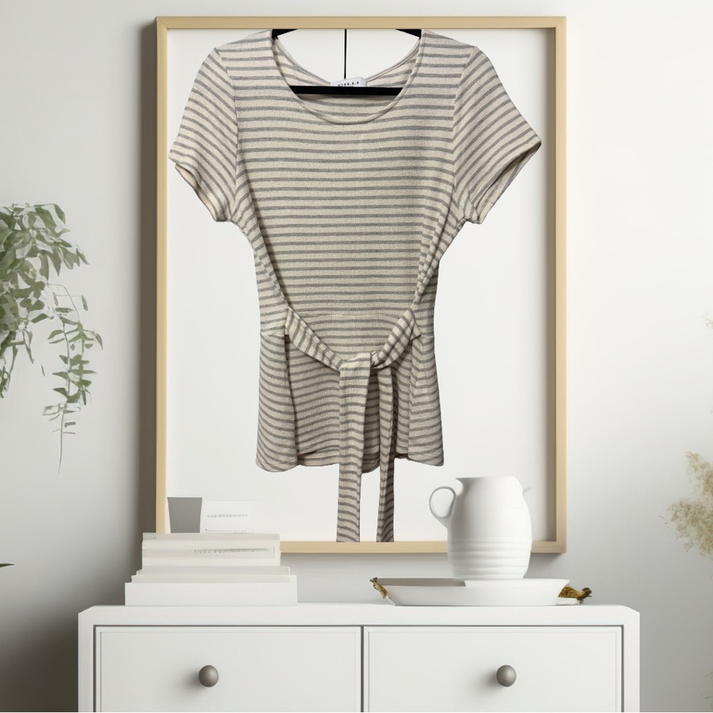 BOGO! Striped Tie-Front Peplum Top